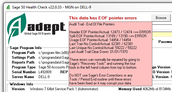 EOF Pointer Errors